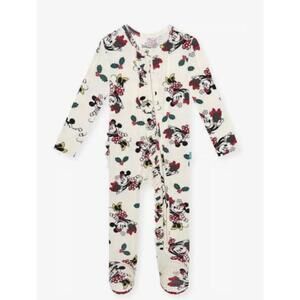 Posh Peanut x Disney Minnie Ruffle Christmas Bamboo Zippy Pajamas 3–6M NWT
